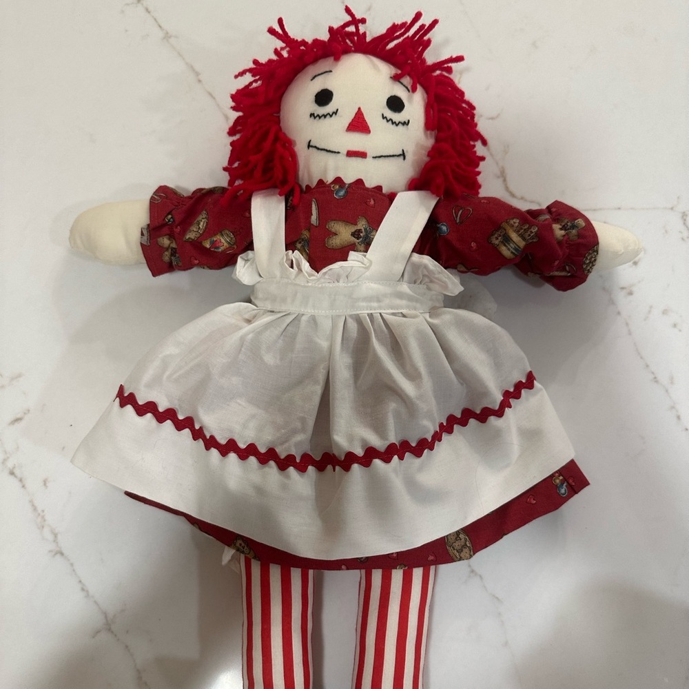 Christmas Raggedy Ann doll with gingerbread dress